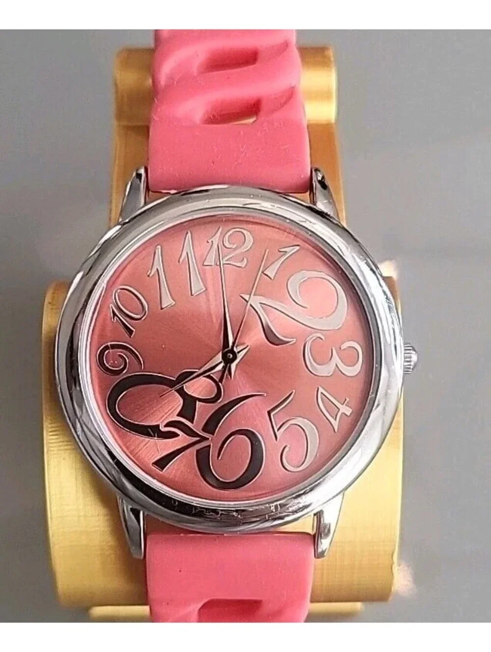 BWC Womens Watch Pink Band Large Numbers New Battery Works Perfectly EUC